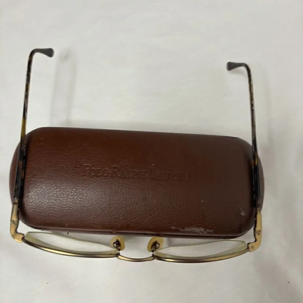 Vintage POLO CLASSIC 247 By Ralph Lauren Bronze Metal Tortoise Ears Leather Case
